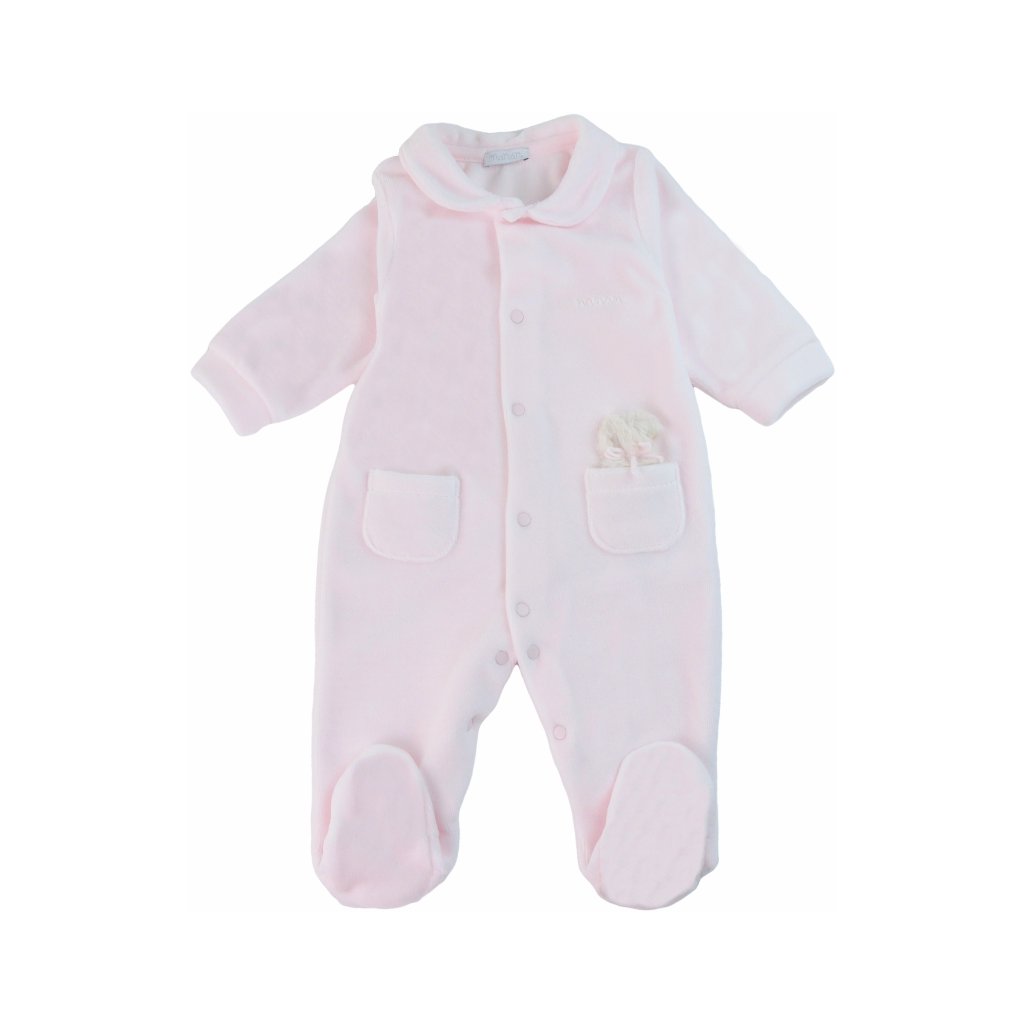 Nanán detské zimné dupačky s volánikmi ružové