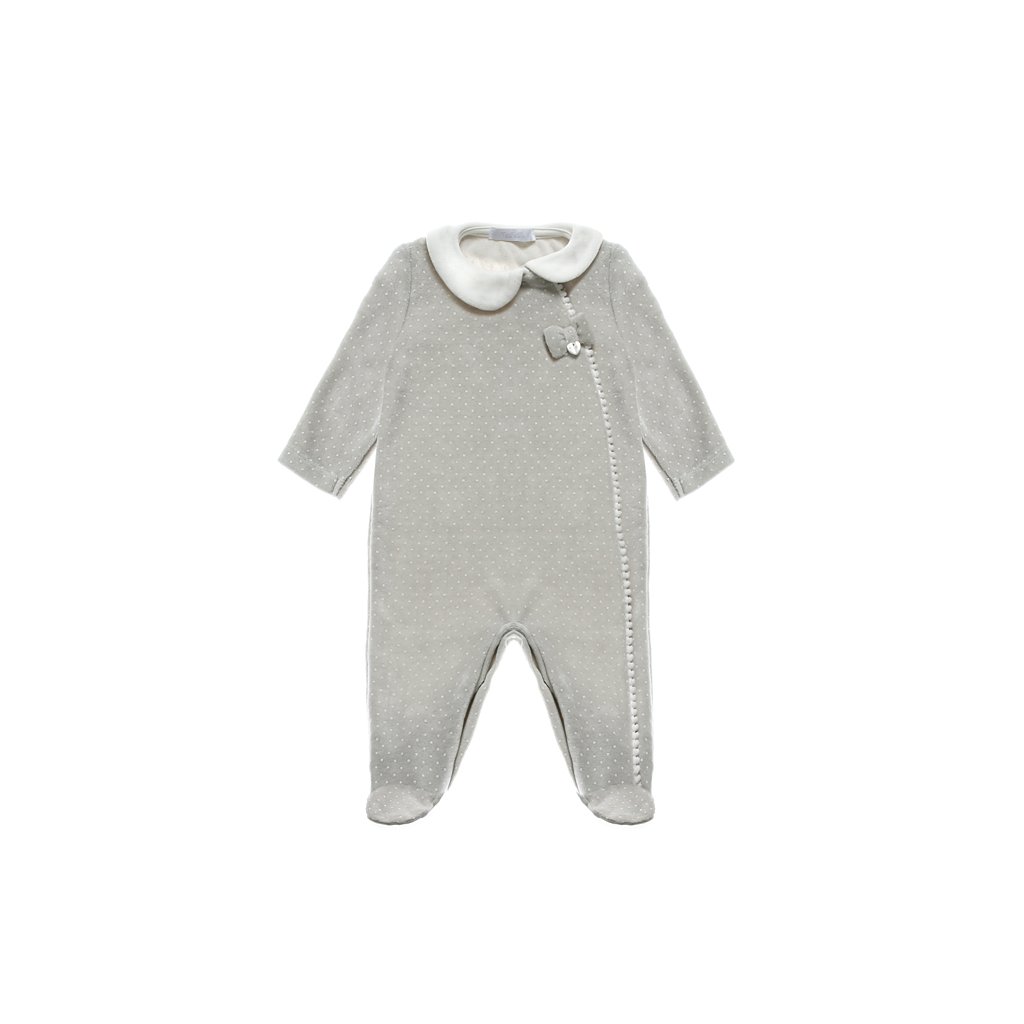 Nanán zimné fleecové dupačky s mašičkou - béžové 12mes.